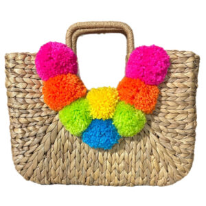 Pom Pom Woven Statement Bag