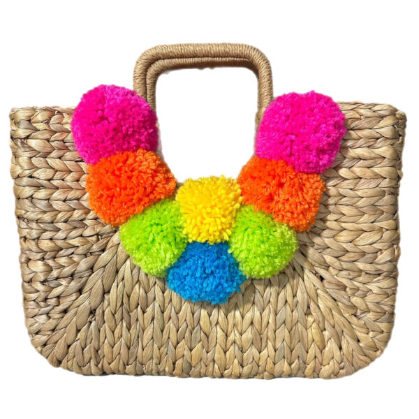 Pom Pom Woven Statement Bag