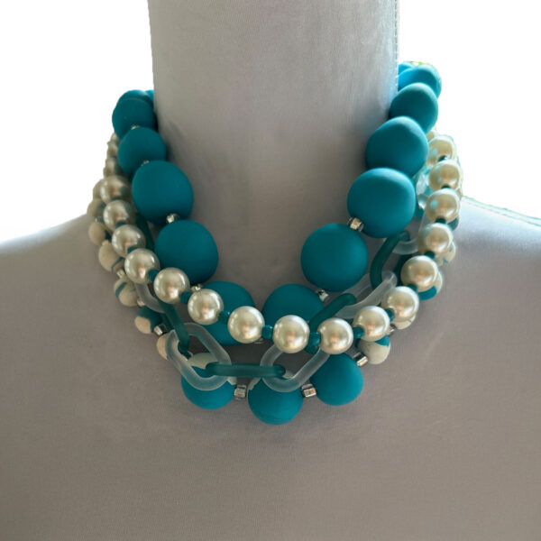 Statement Handmade Necklace in Turquoise with Pearls