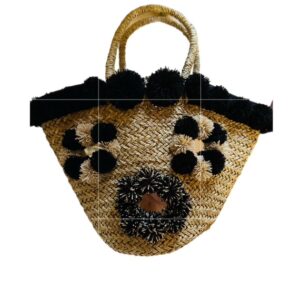 Bespoke "Capri Style" Straw Bag with Black and Tan Embellishments